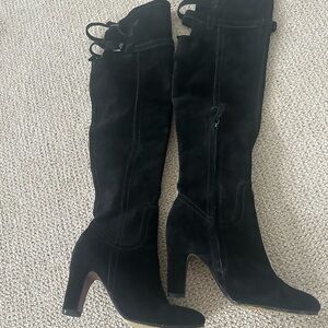 Sam Edelman Black Suede Over-the-Knee Heeled Boots
